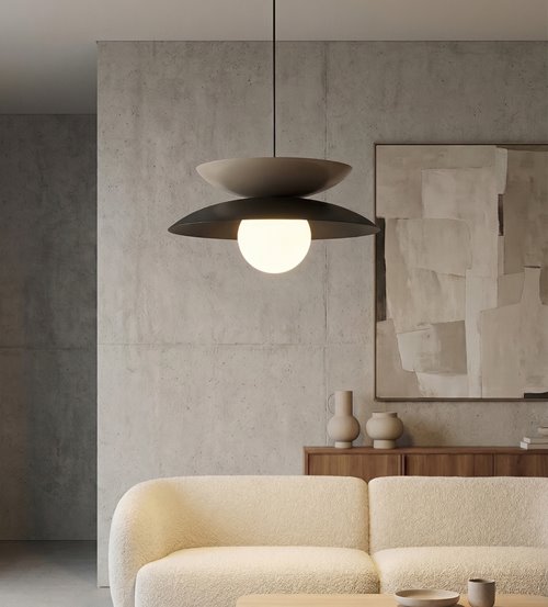 Lampa wisząca NAGOYA 1 BL MOKKA loft, japandi, czarna, metal