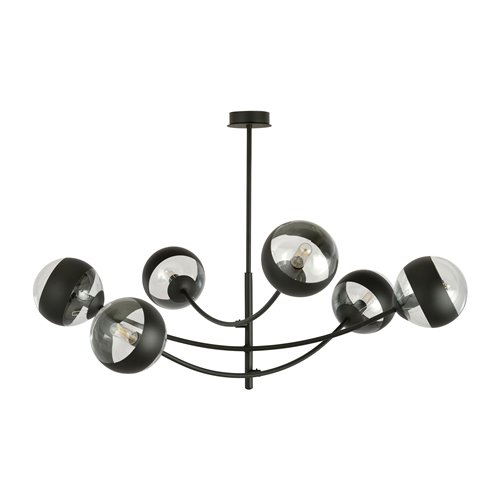 Lampa sufitowa HUNTER 6 BLACK/STRIPE czarna/transparent