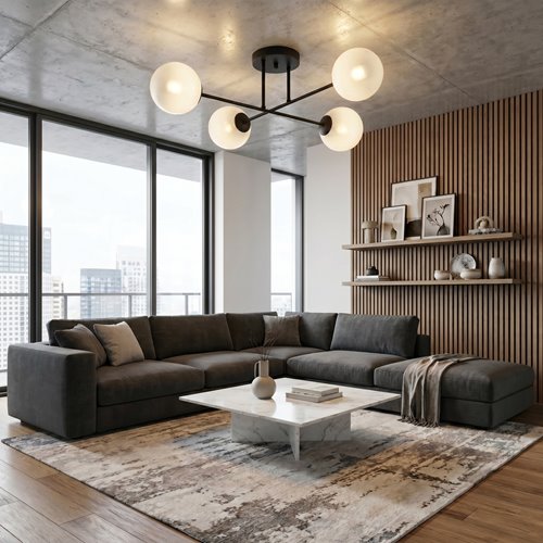 Lampa sufitowa ROMA 4 BL nowoczesna, klosz, czarno/biała