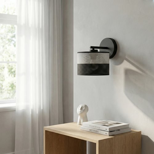 Kinkiet KARBON K1 BL GRAY klasyczny, abażur, szary