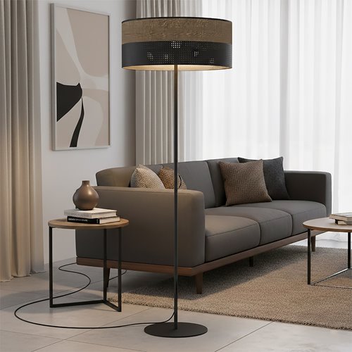 Lampa podłogowa KARBON LP1 BL BROWN brązowa, abażur