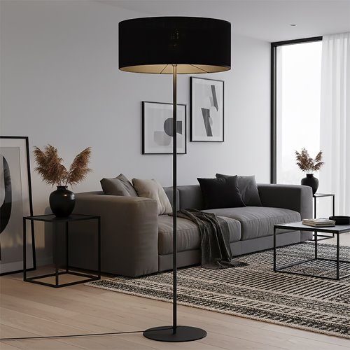 Lampa podłogowa ECO LP1 BLACK klasyczna, czarna, abażur