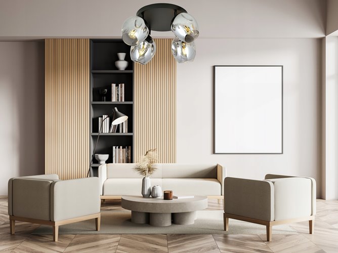 Lampa sufitowa FLOW 4 GRAFIT loft klosz czarna grafit