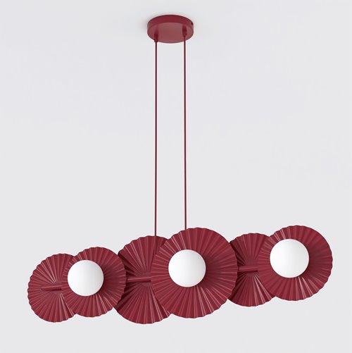 Lampa wisząca UMBRA 6 BURGUNDY OPAL loft, metal, fala