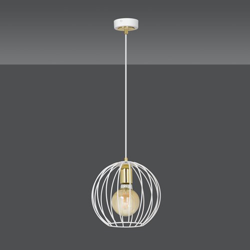 Lampa wisząca ALBIO 1 WHITE nowoczesna, loft, biało/złota