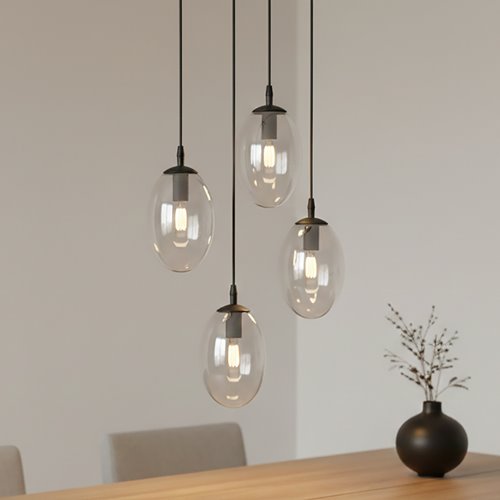 Lampa wisząca ASTRAL 4 BL PREMIUM TRANSPARENT klosze DESIGN