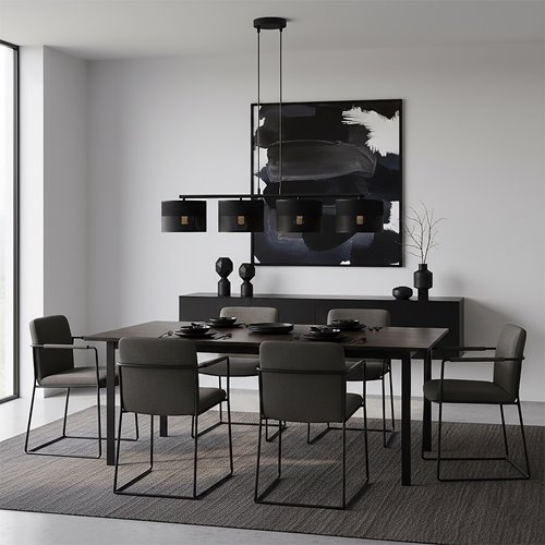 Lampa wisząca KARBON 4 BLACK klasyczna, abażur, czarna