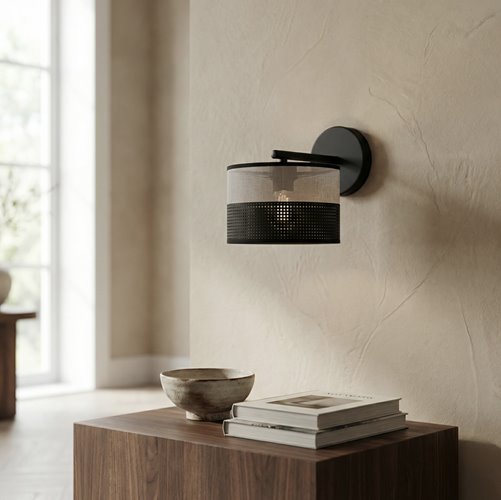 Kinkiet KARBON K1 BL GRAY klasyczny, abażur, szary