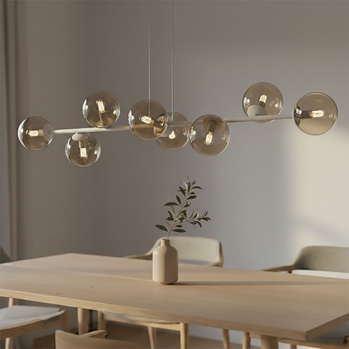 Lampa wisząca MAGNUS 8 MOKKA AMBER nowoczesna, klosz miodowa