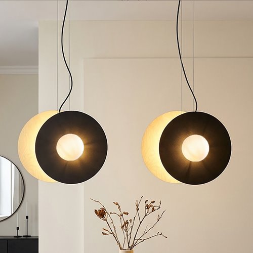 Lampa wisząca SOHO 4 BL OPAL designerska, drewno, klosze