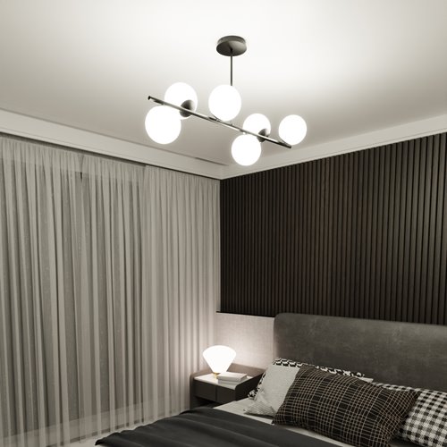 Lampa sufitowa BIOR 6 BLACK klasyczna, klosz, czarno/biała