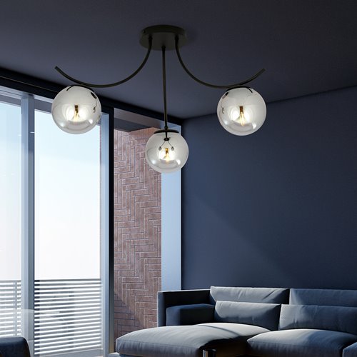 Lampa sufitowa BOSTON 3 BLACK/GRAFIT klosz czarna/grafit