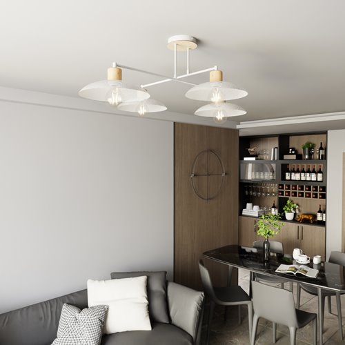 Lampa sufitowa KOBE 4 WHITE unikatowy, japandi, skandynawski