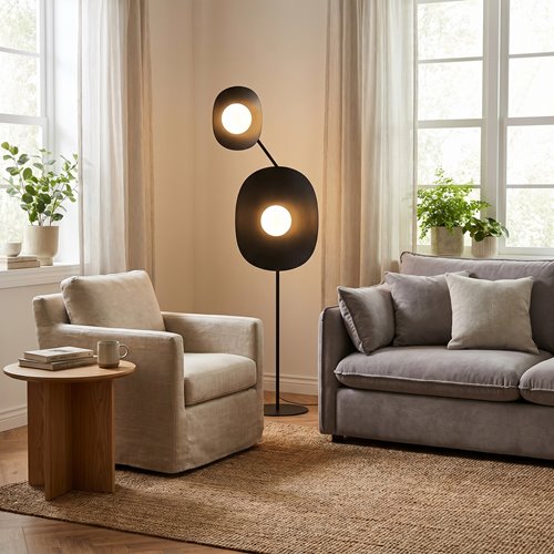Lampa podłogowa DELULU LP2 BLACK nowoczesna, czarna, metal