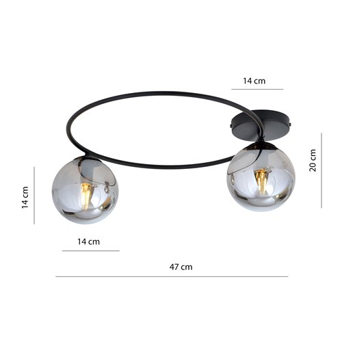 Lampa sufitowa SOPRA 2 BL GRAFIT plafon klosze czarna/grafit