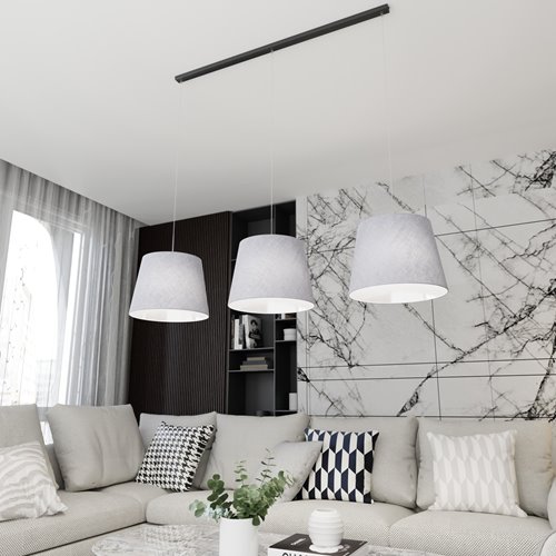 Lampa wisząca EPOCA 3 GREY abażur, szary, klasyczna