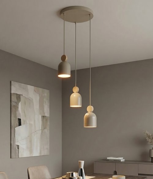 Lampa wisząca MESI 3PREM MOKKA nowoczesna, beżowa, metal