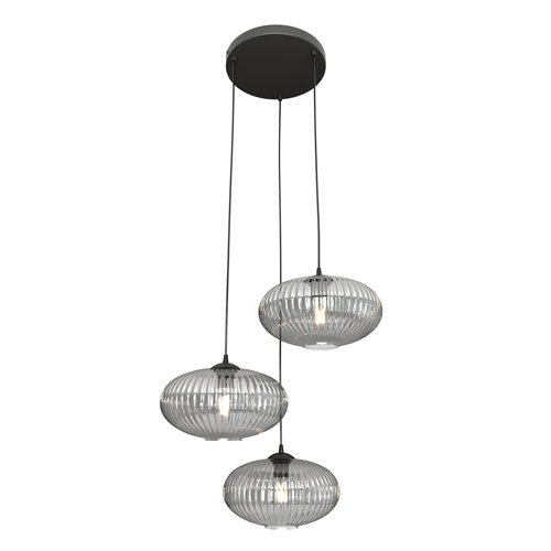 Lampa wisząca COCO 3 BL PREM GRAFIT, duży klosz, czarna