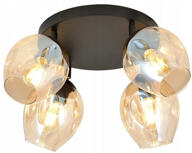 Lampa sufitowa FLOW 4 MIODOWY loft klosz czarna bursztyn