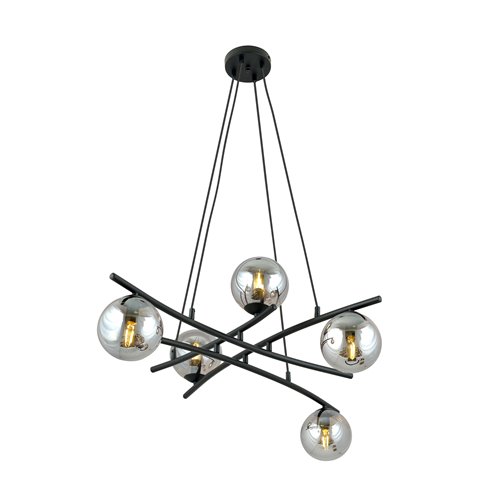 Lampa wisząca ESSA 5 GRAFIT klosze kule DESIGN czarna/grafit