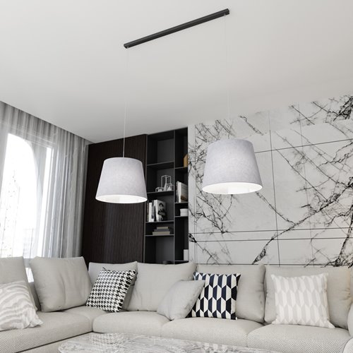Lampa wisząca EPOCA 2 GRAY abażur, szary, klasyczna