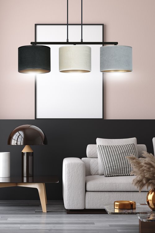 Lampa wisząca HILDE 3 BL MIX abażur welur kolor