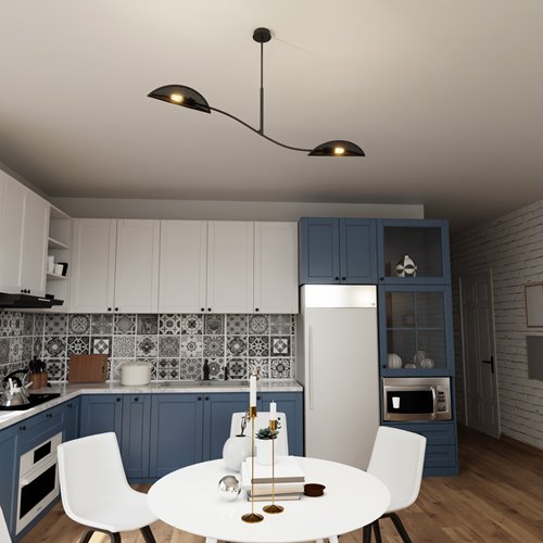 Lampa sufitowa LOTUS 2 BLACK/GOLD abażury czarna/złota