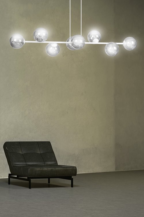 Lampa wisząca ROSSI 8 WH GRAFIT klosz grafit biała