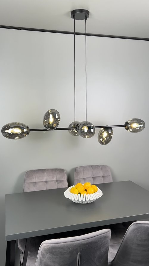 Lampa wisząca PANDORA 6 BL MIODOWY klosze czarny/bursztyn