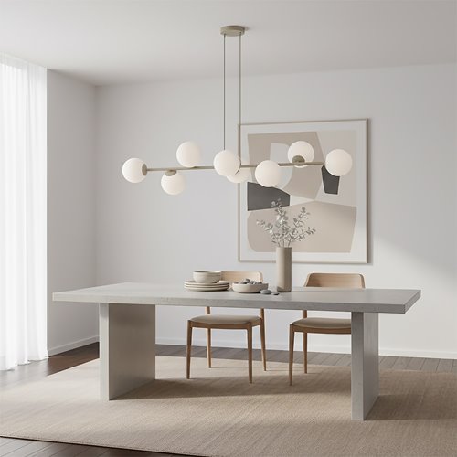 Lampa wisząca MAGNUS 8 MOKKA OPAL nowoczesna, klosz, beżowa