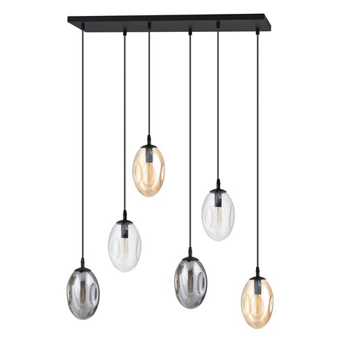 Lampa wisząca ASTRAL 6 BL MIX design klosze multikolor
