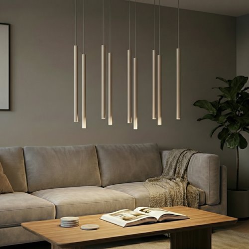 Lampa wisząca SELTER 9 MOKKA beżowa, glamour, sople