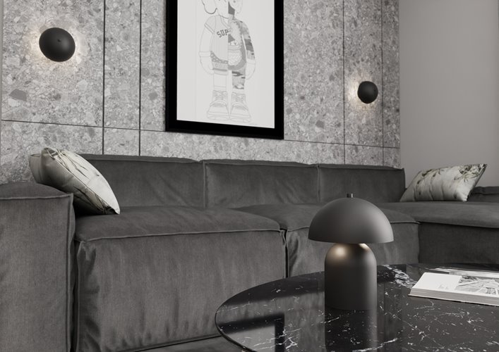 Lampka nocna MUSH LN2 BL BLACK metal, czarna, loft