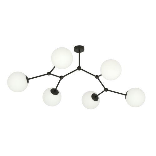 Lampa sufitowa SPACE 6 BL/OPAL kule klosze czarna/biała