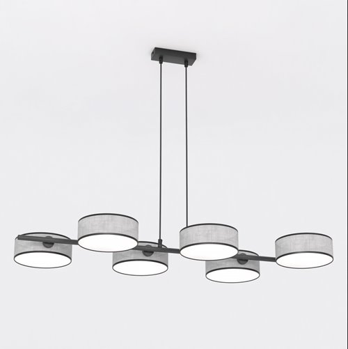 Lampa wisząca DRUMZ 6 GRAY nowoczesna, szara, abażury