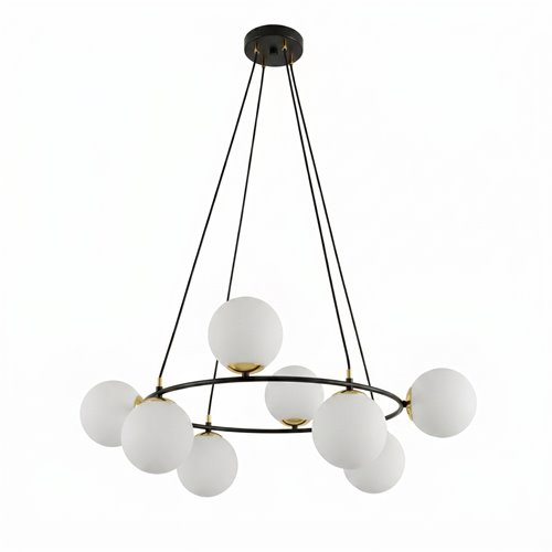 Lampa wisząca AZURA 8 BL OPAL wyjątkowa, nowoczesna, klosze