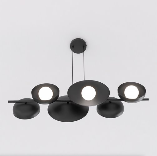 Lampa wisząca VOLUM 6 BLACK loft, czarna, metal