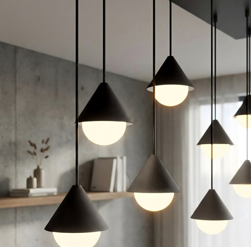 Lampa wisząca GIRO 9 BLACK nowoczesna, czarna, metal