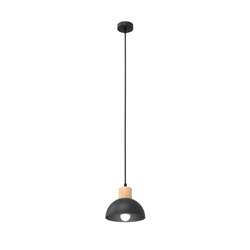 Lampa wisząca SECO 1 BL, loft, czarny, drewno