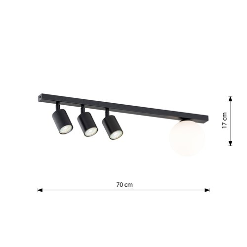 Lampa sufitowa BASTER 4 BLACK nowoczesna, minimalistyczna