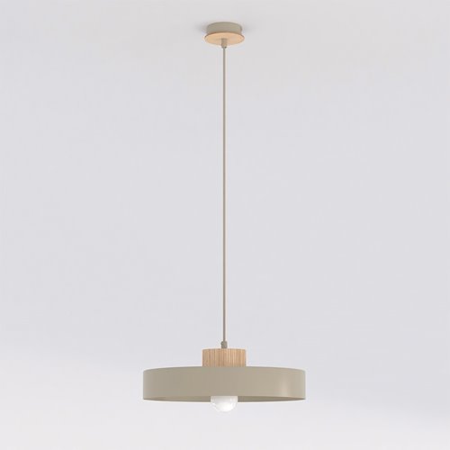 Lampa wisząca KIVI 1L MOKKA nowoczesna, beżowa, metal drewno