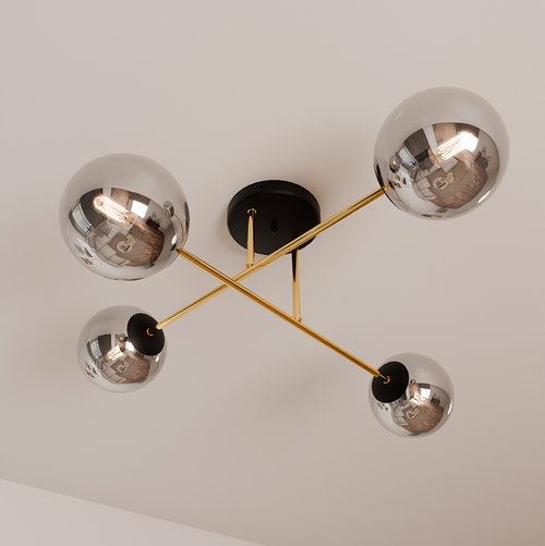 Lampa sufitowa MAGNUM 4 BL GRAFIT plafon czarna/złota/grafit