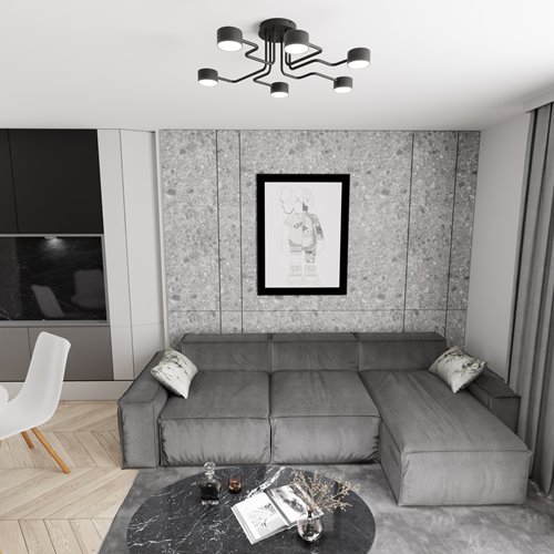 Lampa sufitowa KURAGE 6 BL BLACK plafon, czarna, metal, loft