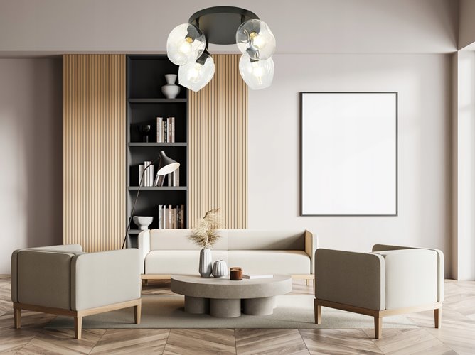 Lampa sufitowa FLOW 4 TRANSPARENT loft klosz czarna