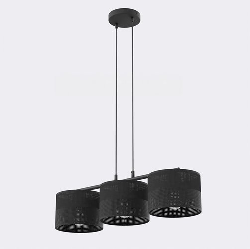 Lampa wisząca KARBON 3 BLACK klasyczna, abażur, czarna