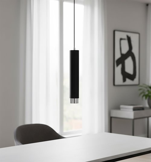 Lampa wisząca KIBO 1 BL/CHROME nowoczesna tuby biały chrom