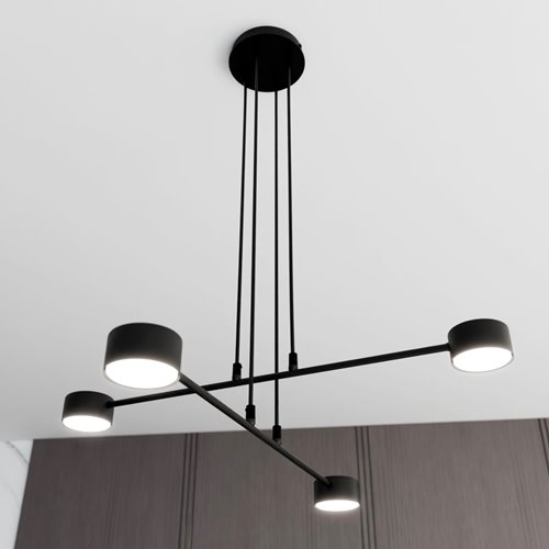 Lampa wisząca MODUS 4 BLACK czarna, minimalistyczna, metal