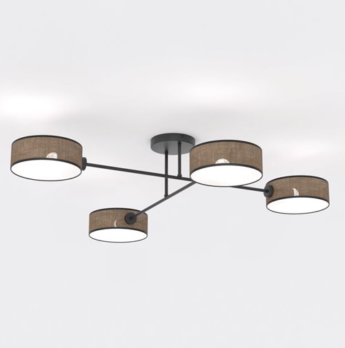 Lampa sufitowa MAGA 4 BROWN plafon, brązowa, abażur