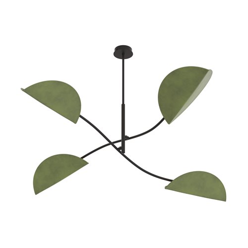 Lampa sufitowa LOTUS 4 BL GREEN abażury, czarna, zielona