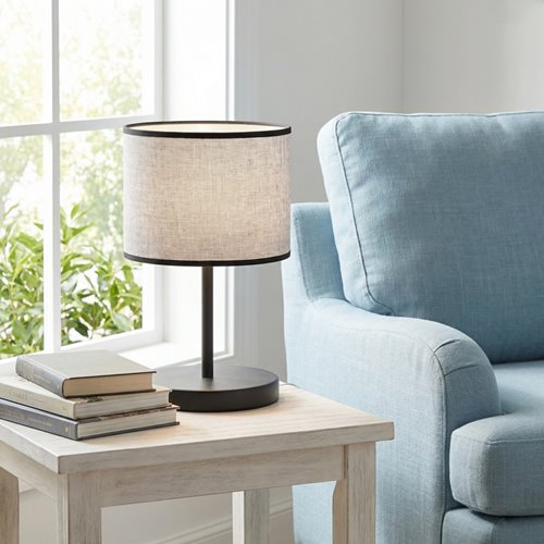 Lampka nocna ECO LN1 GRAY abażur, szara, klasyczna